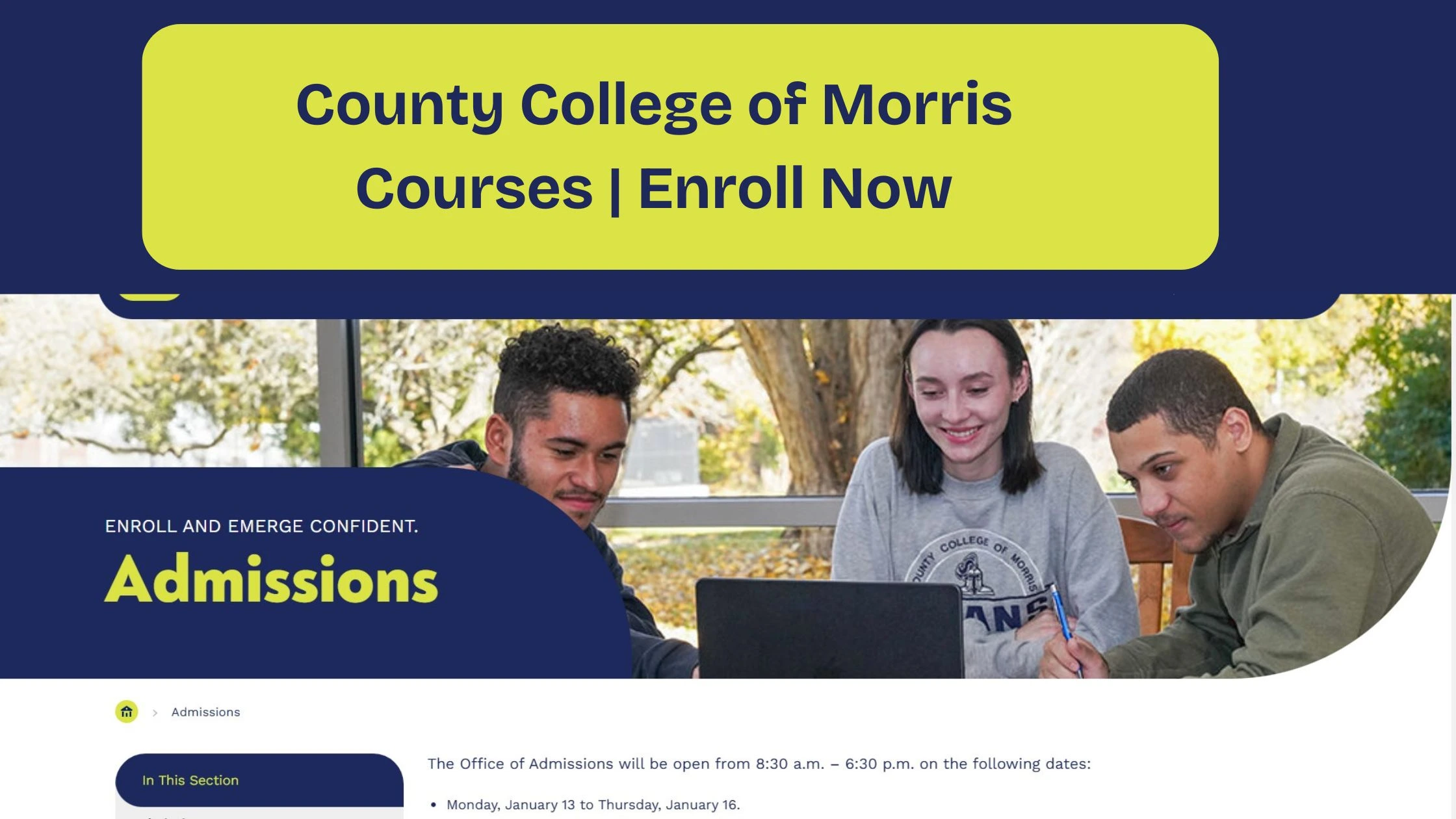 County College of Morris Courses | Enroll Now