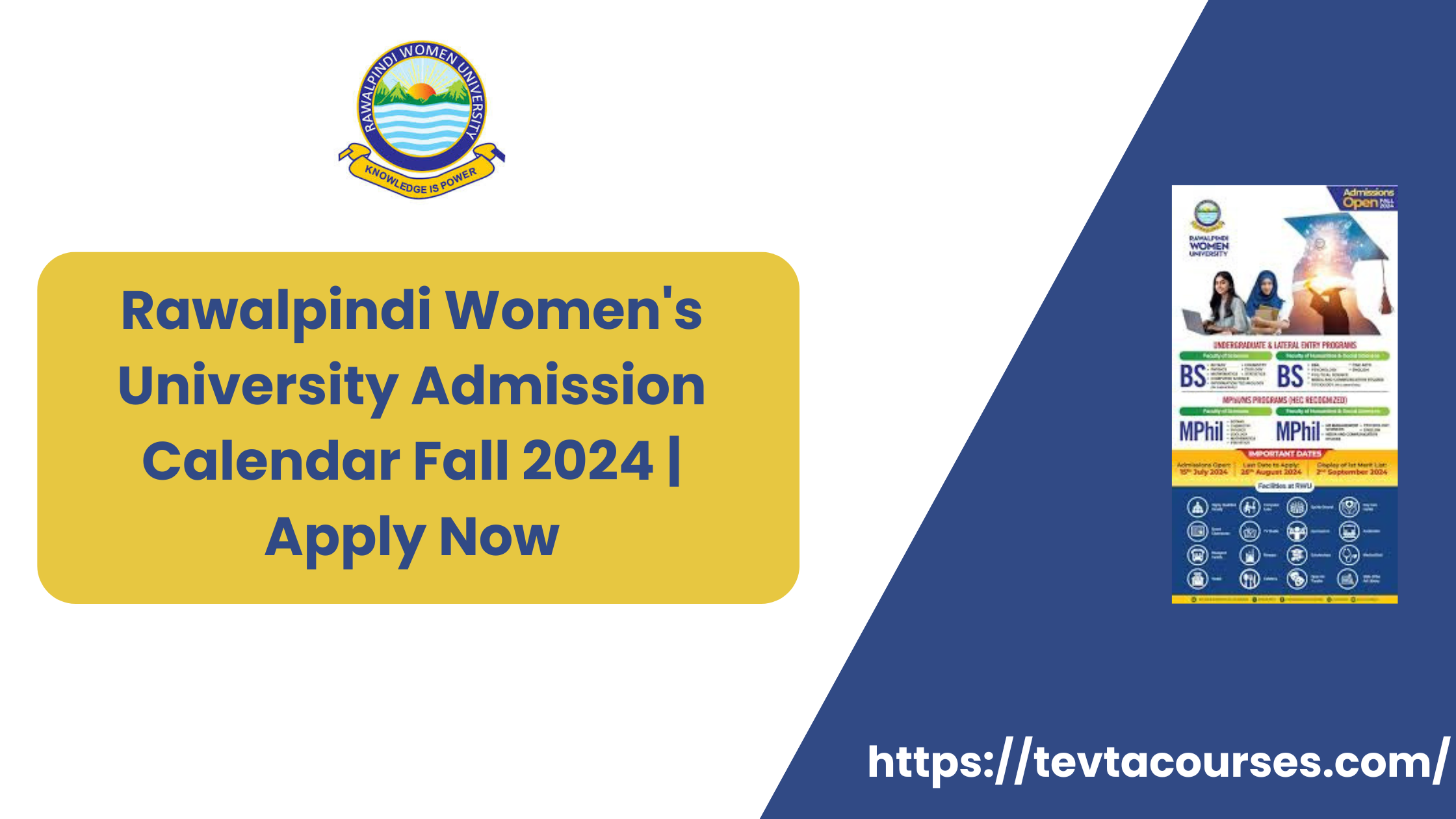 Rawalpindi Women's University Admission Calendar Fall 2024 | Apply Now