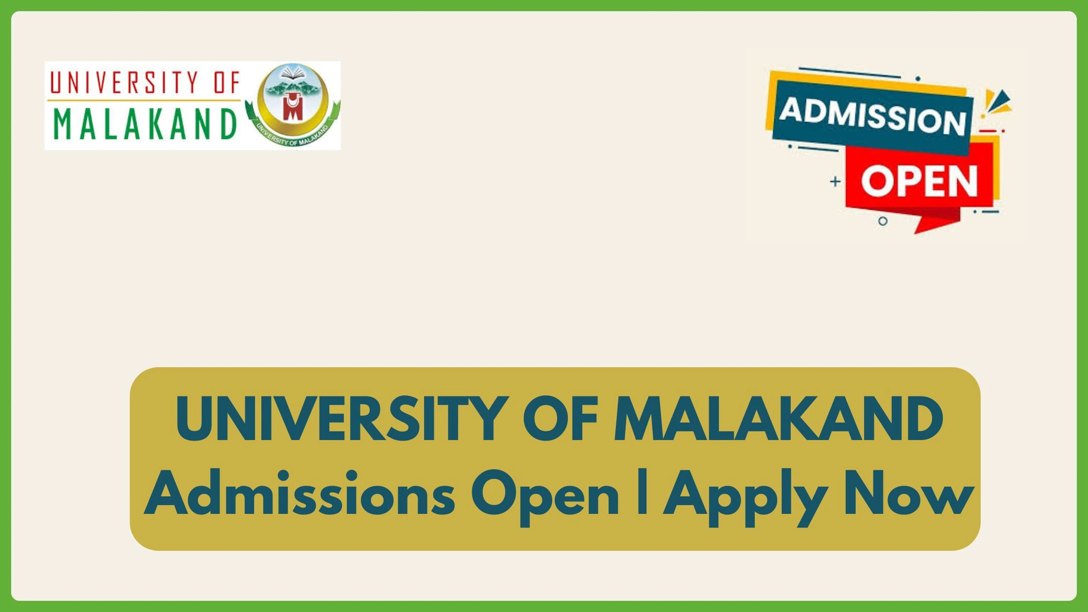 UNIVERSITY OF MALAKAND Admissions Open | Apply NowUNIVERSITY OF MALAKAND Admissions Open | Apply Now